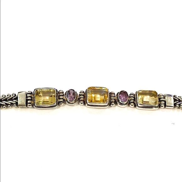 Bali Sterling Amethyst, Citrine, Quartz Bracelet - Picture 5 of 16